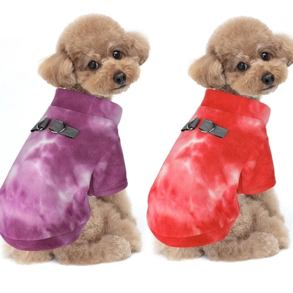 New! Set of 2 tie dye fleece Dog Sweaters jacket purple pink size Large
